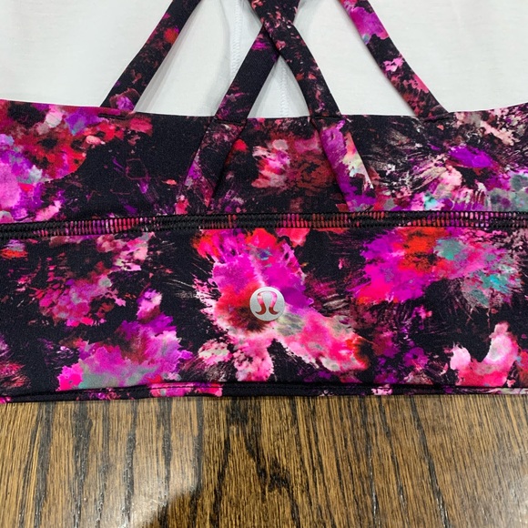 New Lululemon Energy Bra Long Line Fluoro Floral Multi Size 4 - Picture 5 of 10
